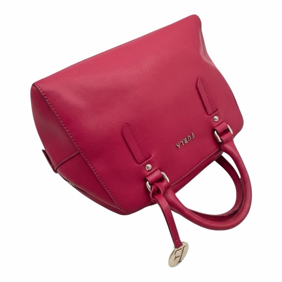 Furla Linda Small Dome Satchel Pink Leather Top Handle Bag Gold Hardware - Picture 5 of 9